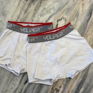 Youper Boys Sports White Boxer Briefs with cup pocket size Medium
